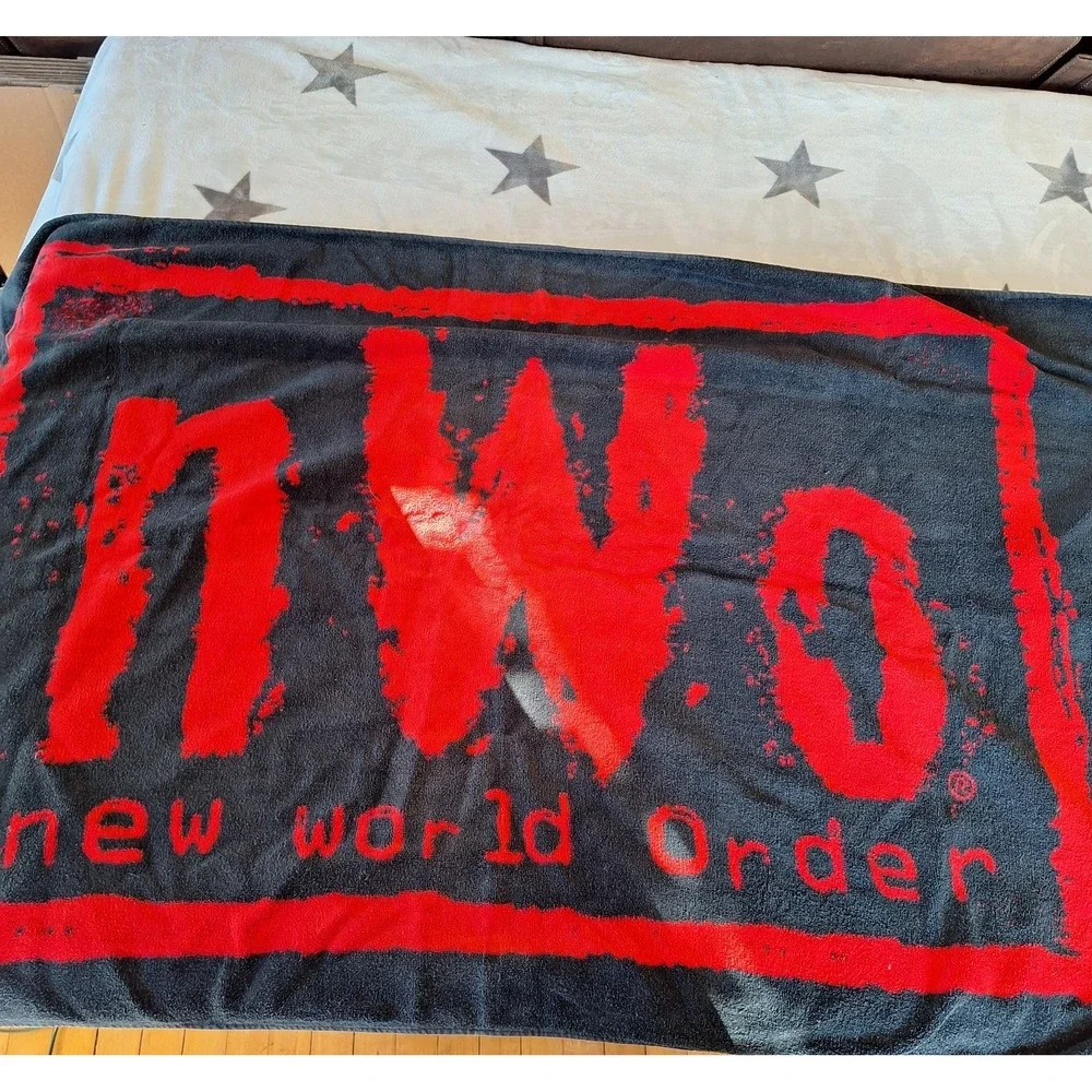 Vintage 90's NWO Wrestling Beach Towel Jay Franco‎ New World Order Black Red